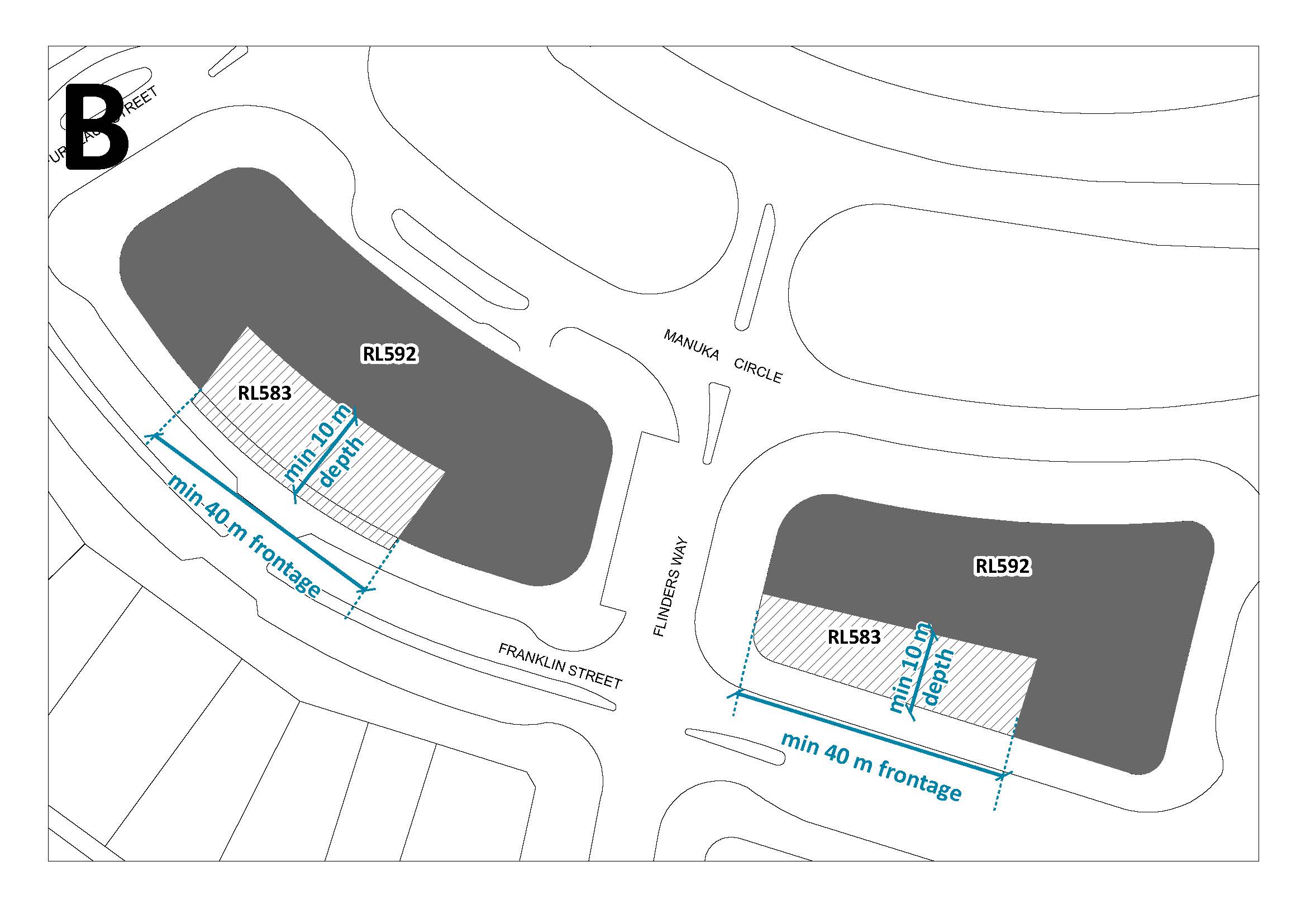 Detailed building height controls for Sections 40 and 96 Griffith (Area B of this DCP)
