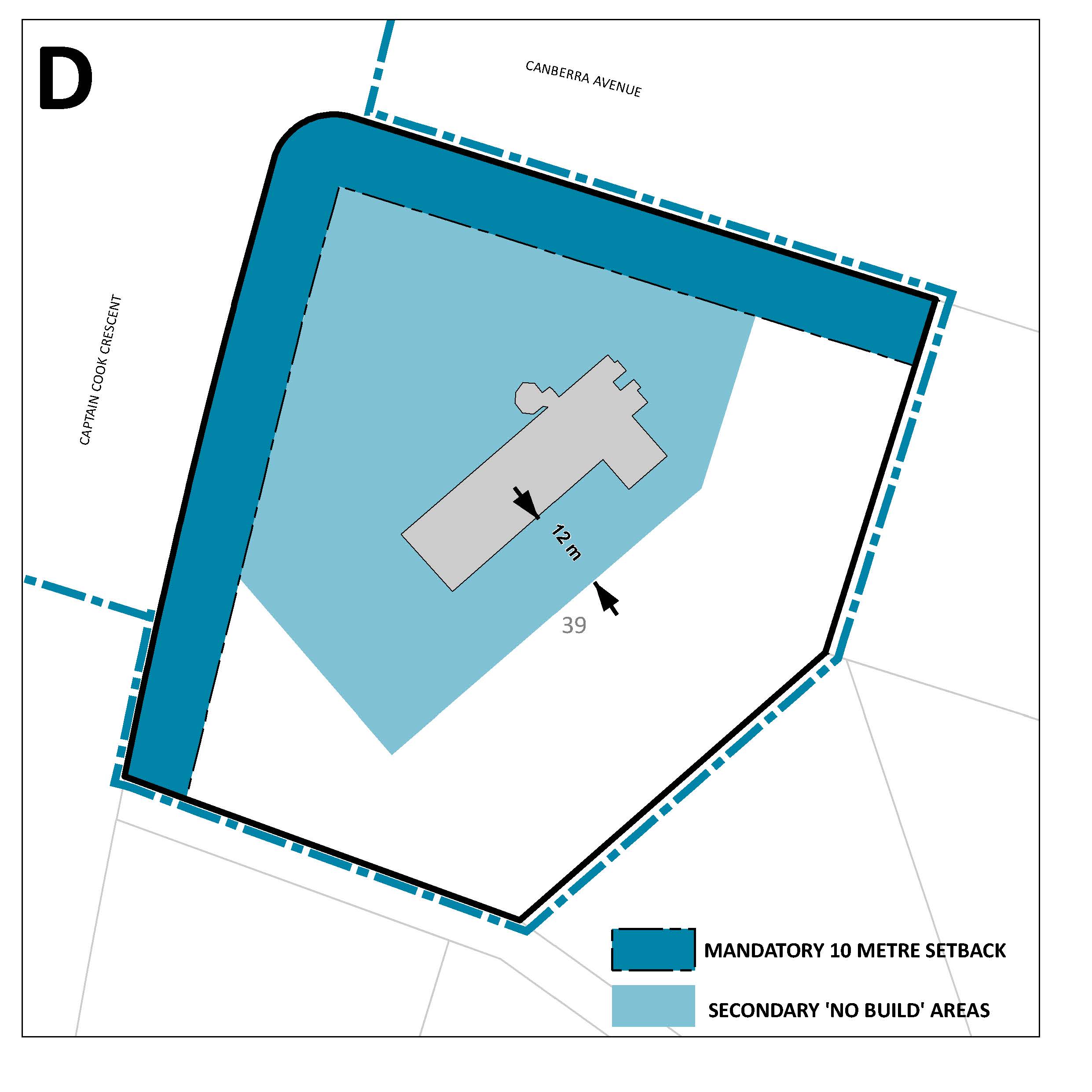 Detailed building height controls for Sections 39 Griffith (Area D of this DCP)