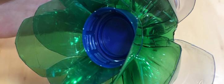 Flower made out of a plastic bottle.