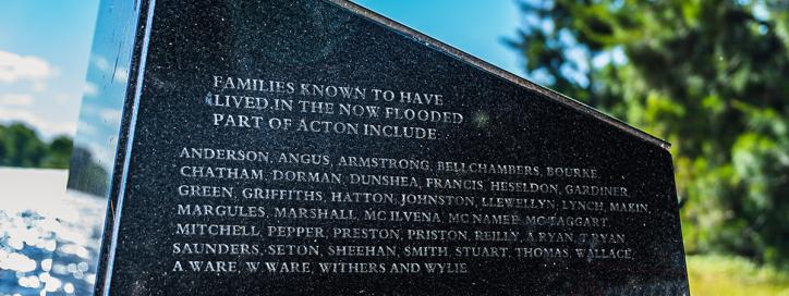 Lost to the Lake, Local Residents Memorial, Acton Peninsula.