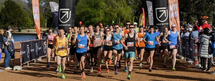 Group of runners starting off at a previous Canberra Times Fun Run