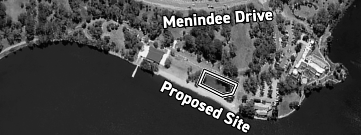 Aerial image of Block 28, Section 33. Also known as 15 Menindee Drive, the site of a newly proposed dragon boat facility.