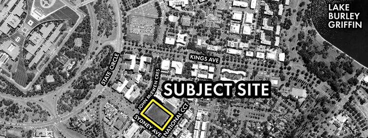 Map showing subject site for block 3 section 22 in Barton Works Approval