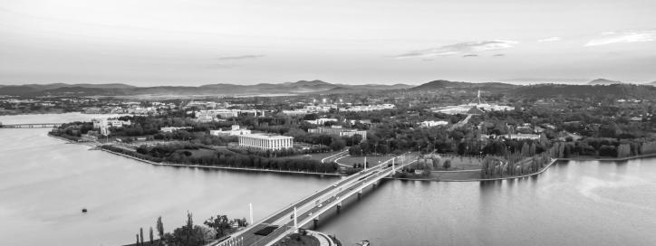 Black and white aerial photo of the National Triangle estate.