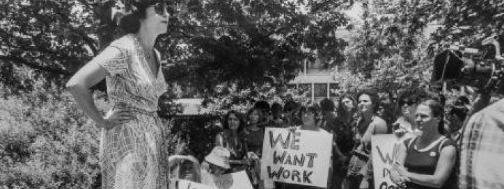 Senator Susan Ryan addresses a rally