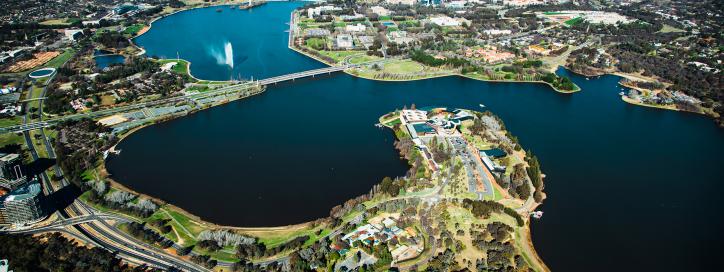 Aerial view of lake