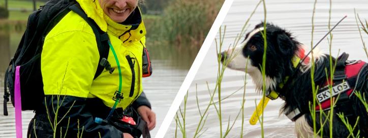 Female and dog owner