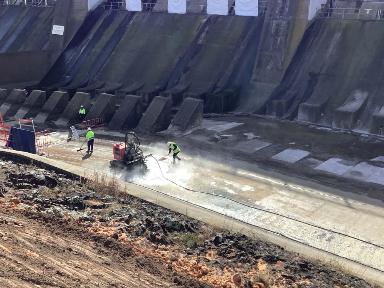 This image shows hyro demolition activities at Scrivener Dam