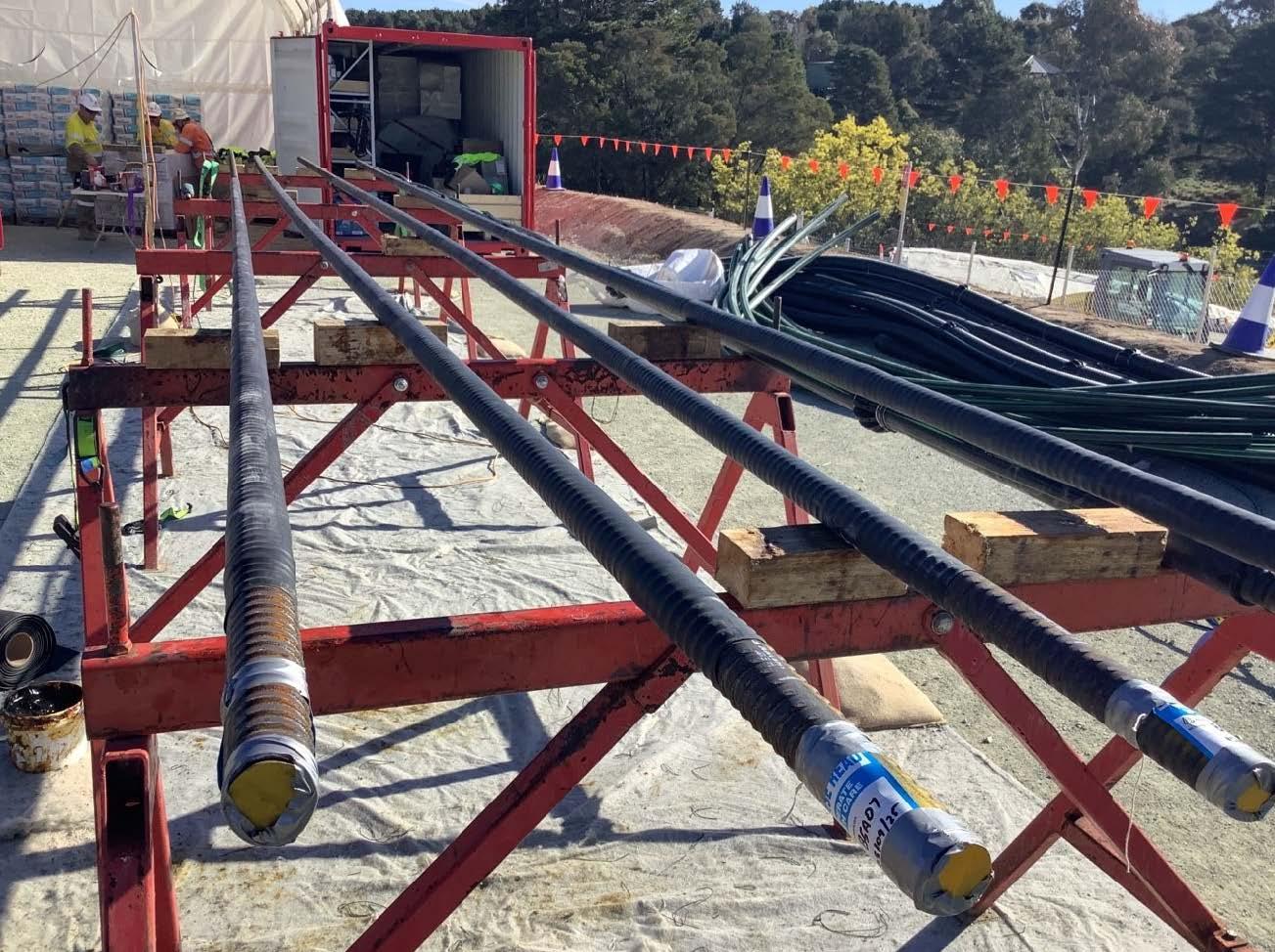 This image shows anchors being prepared for installation