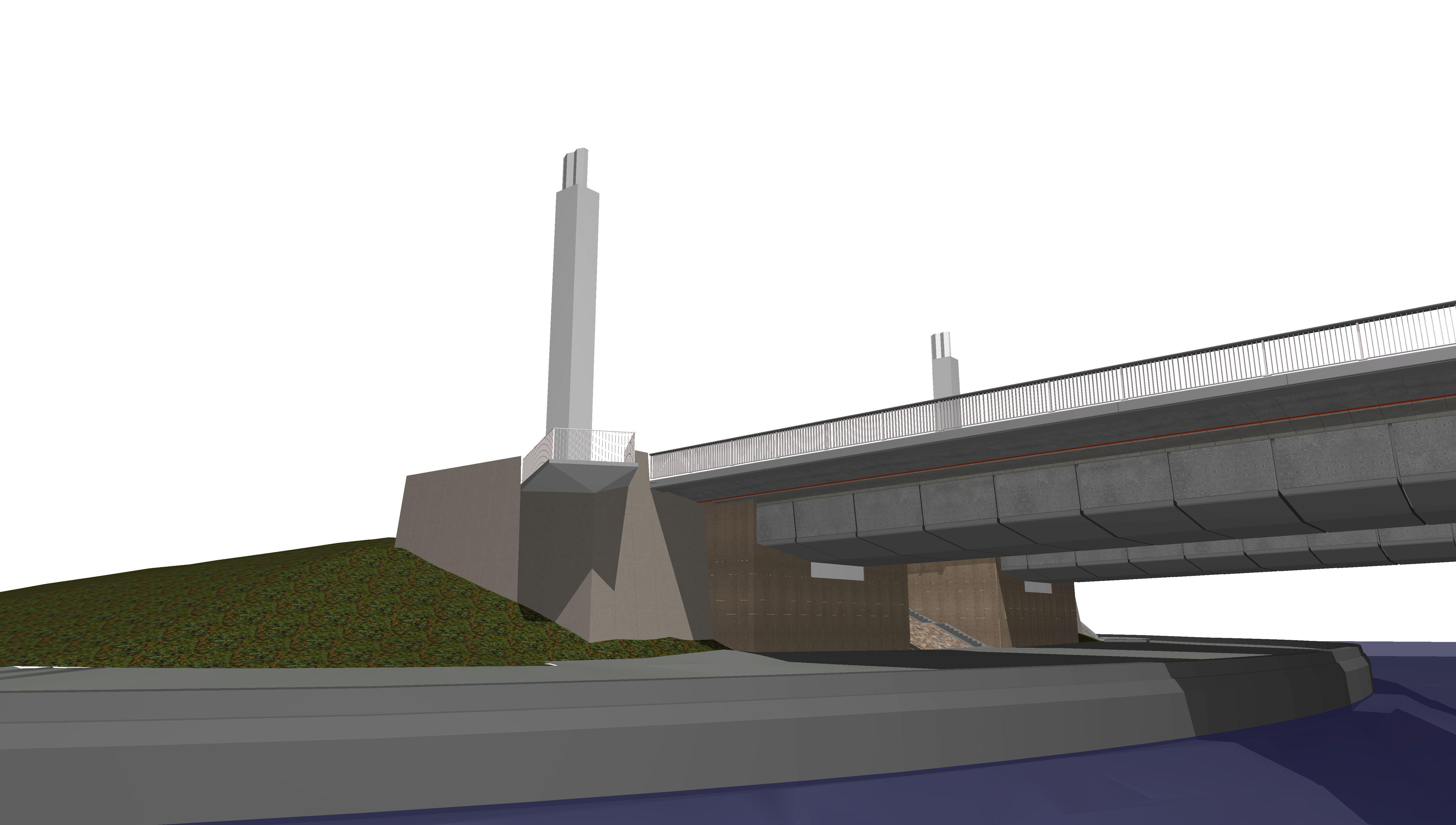 3D perspective of the upgraded Commonwealth Avenue Bridge - side view