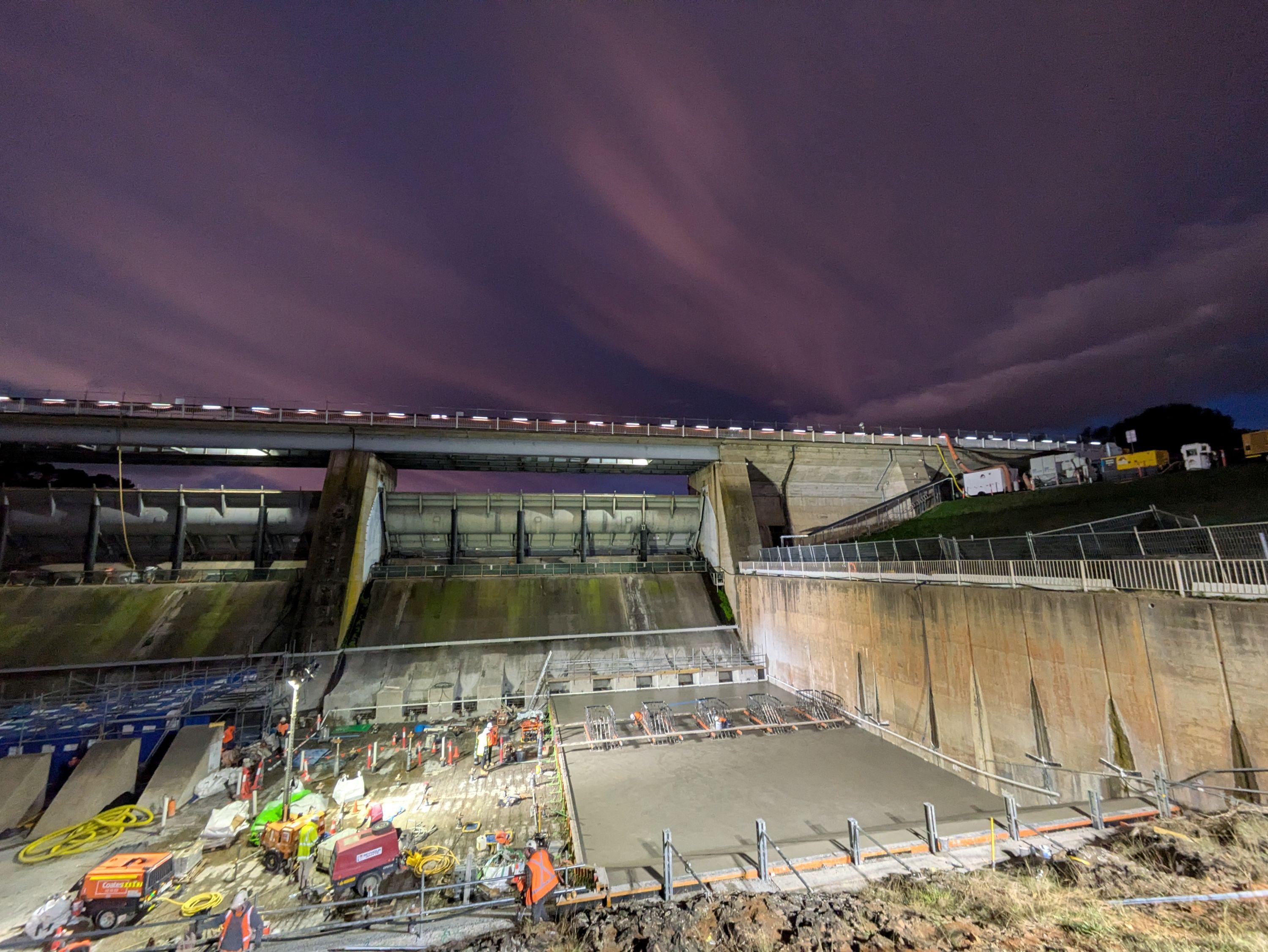 This image shows finishing works underway following a major concrete pour.