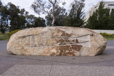 Stone Artwork - Gatjil Djerrkura OAM, Reconciliation Place, Parkes. 