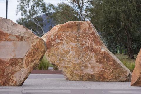 Stone Artwork - Robert Lee, Reconciliation Place, Parkes. 