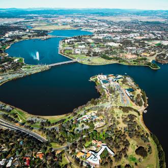 Aerial view of lake