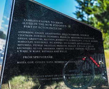 Lost to the Lake, Local Residents Memorial, Acton Peninsula.