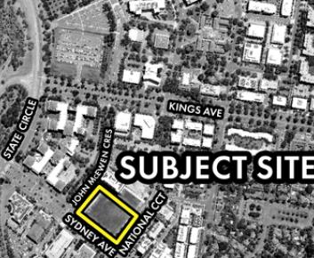 Map showing subject site for block 3 section 22 in Barton Works Approval