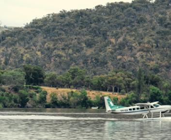 Photo of a seaplane landing on Lake Burley Griffin
