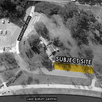 Black and white aerial photo of intended location of pop up cafe on Wendouree Drive